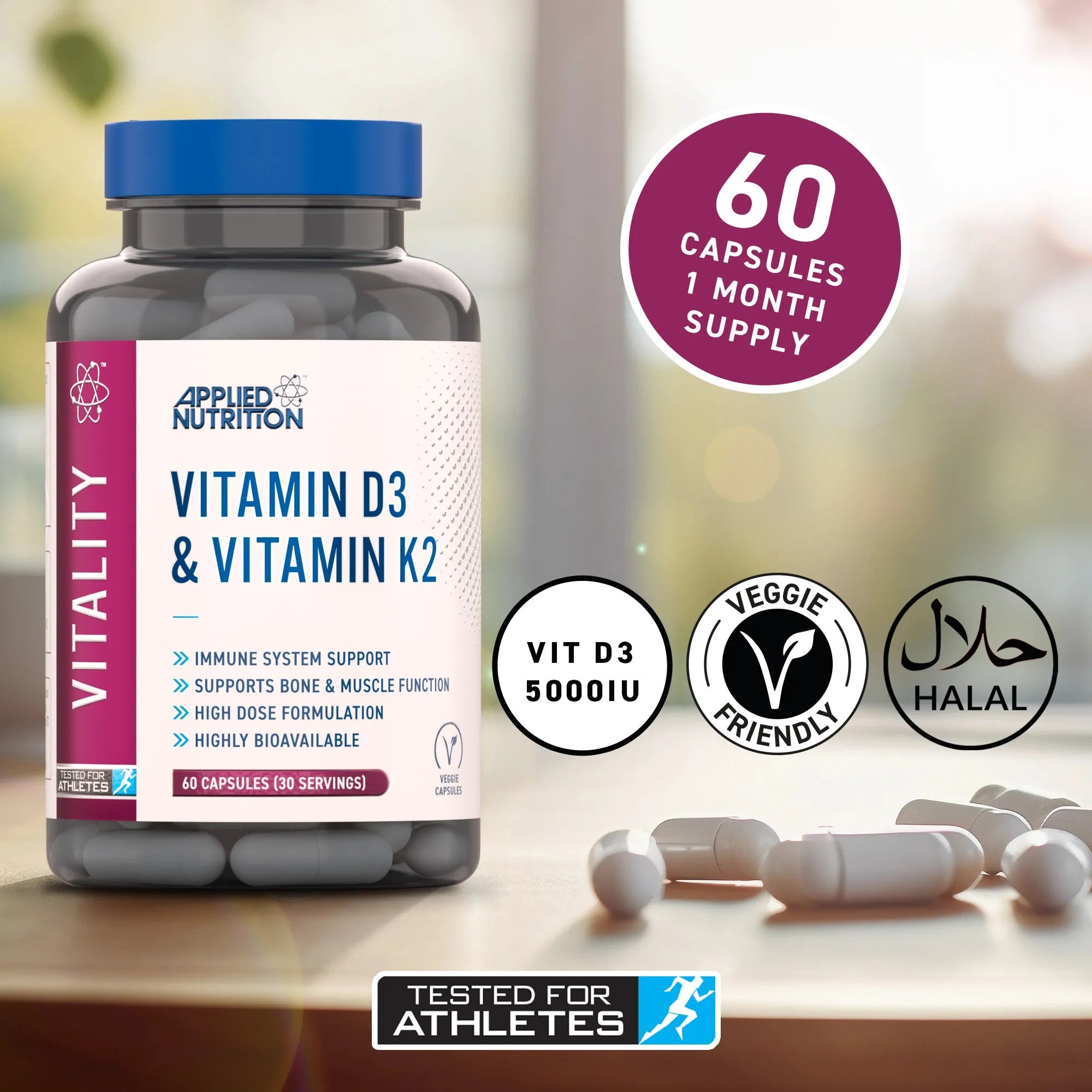 Applied Nutrition Vitamin D3 & K2 - 60 Capsules