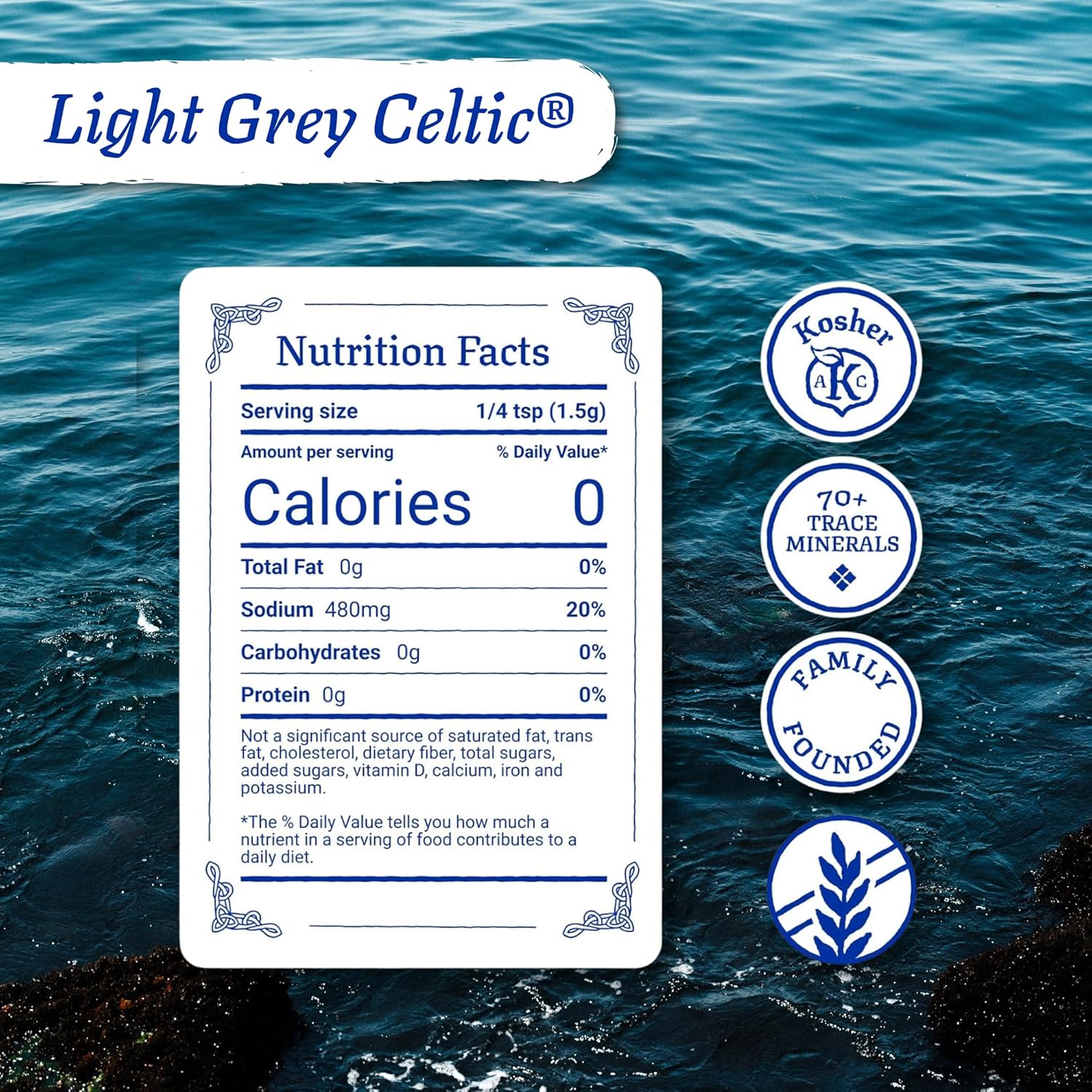 Light Grey Celtic Sea Salt  Non GMO Organic 454g Resealable Bag