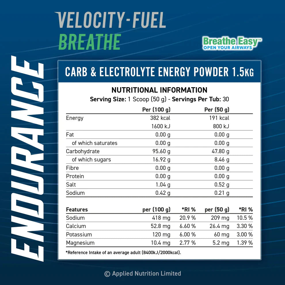 Applied Nutrition Endurance Breathe - Energy & Hydration Powder 1.5kg (30 Servings)