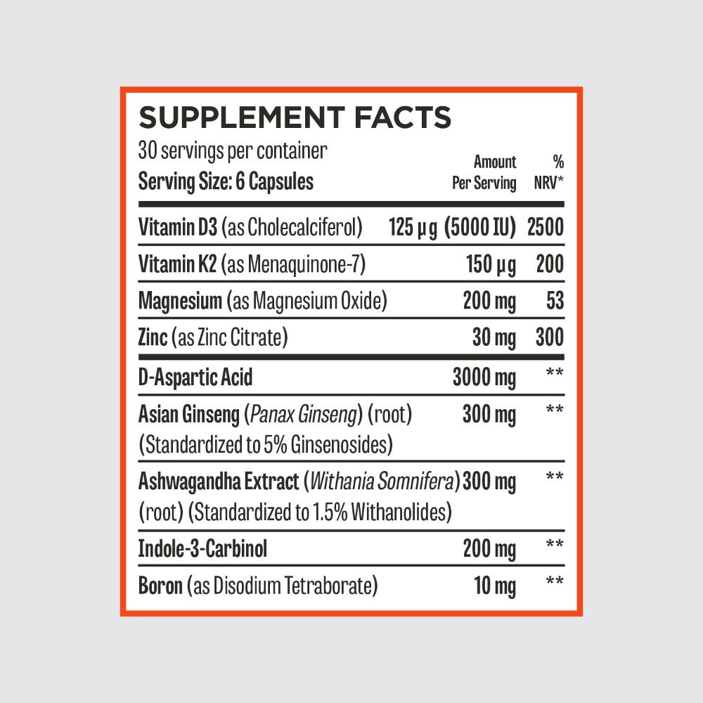 Hunter Test bottle with Vitamin D3, D-Aspartic Acid, Indole-3-Carbinol
